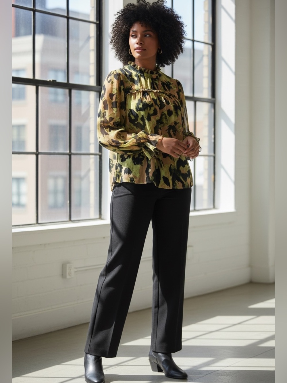 Adyson Parker Tiered Ruffle Printed‎ Blouse 1X